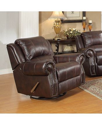 Furniture - Sir Rawlinson Upholstered Swivel Rocker Recliner Dark Brown