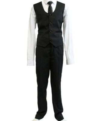 Big Boy's 5-Piece Shirt, Tie, Jacket, Vest and Pants Solid Suit Set