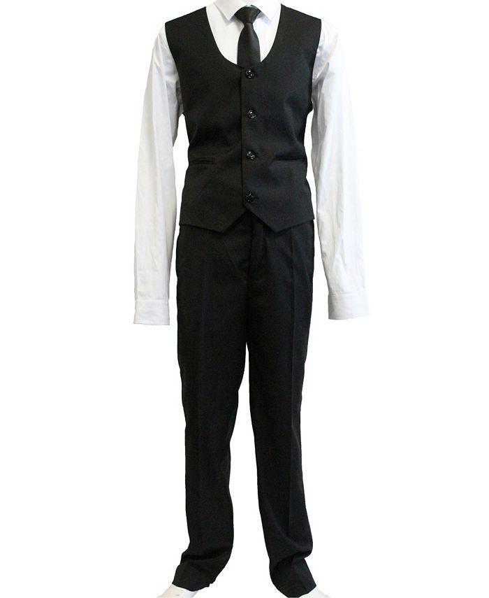 Perry Ellis Boy's 5-Piece Shirt, Tie, Jacket, Vest and Pants Solid Suit ...