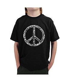 Big Boy's Word Art T-Shirt - The Word Peace In 77 Languages