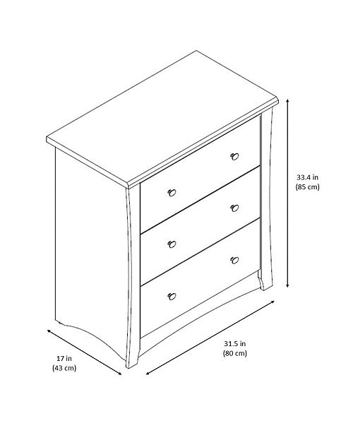 Storkcraft Crescent 3 Drawer Bedroom Or Kids Nursery Dresser