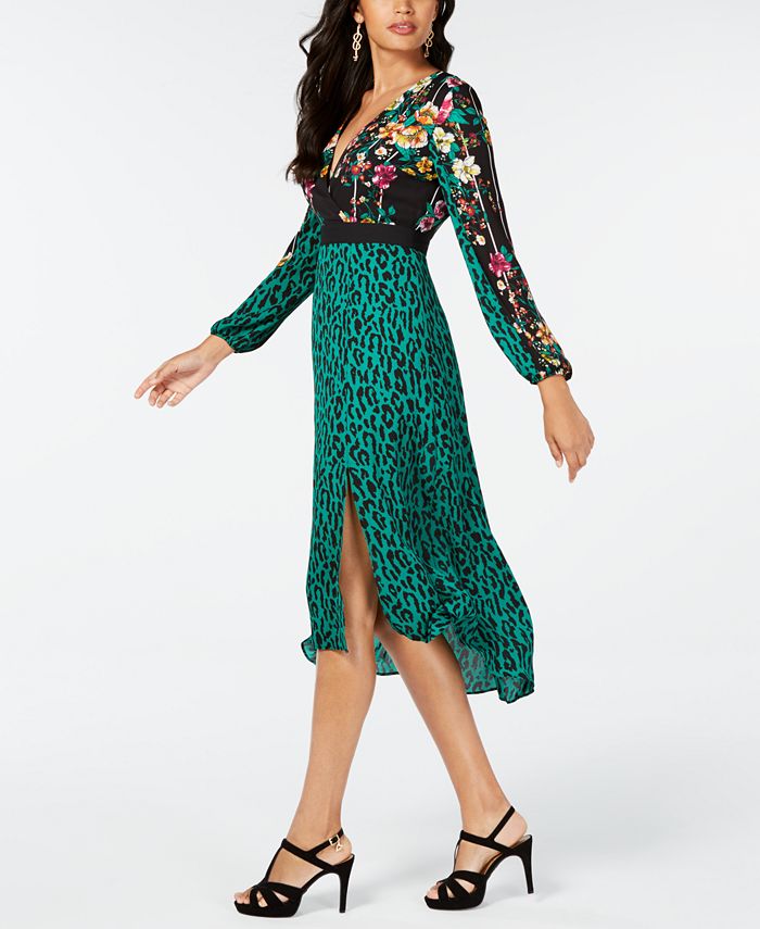 Thalia Sodi Surplice MixedPrint Dress, Created for Macy's Macy's