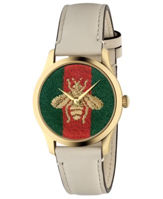 Gucci - Women's Swiss G-Timeless White Leather Strap Watch 38mm