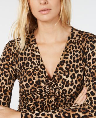 ワンピース Michael Kors FW19 LEOPARD DRESS (MF98Z4LCJE_033GUNL) Michael Kors Leopard Print Ruched Dress - Macy's