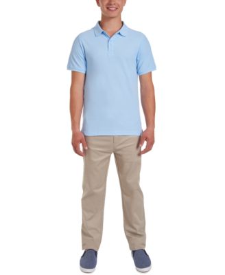 Young Men Uniform Short Sleeve Double Pique Polo