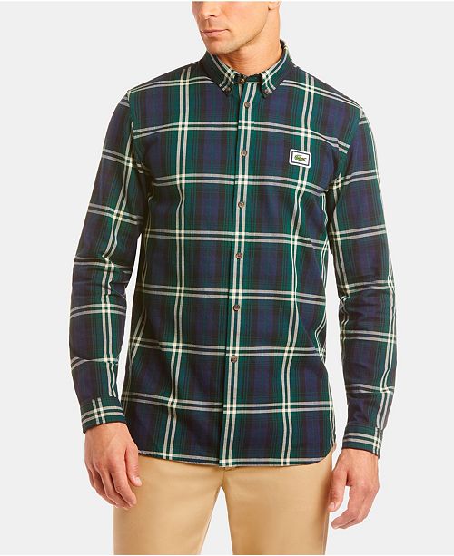 Lacoste Men S 90 S Spirit Flannel Shirt Reviews Casual Button