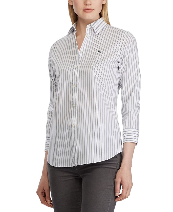 Lauren Ralph Lauren Stripe-Print Wrinkle-Resistant Button-Down Shirt ...
