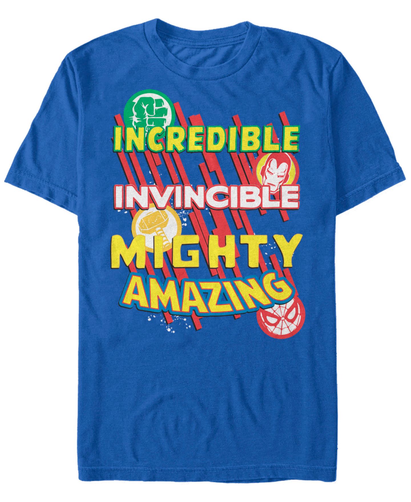 Мужская футболка Fifth Sun Marvel Comic Collection Powerful Word Stack Short Sleeve, цвет: Королевский синий — фото 1