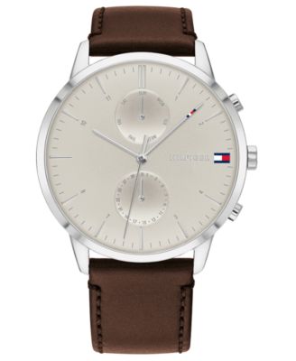 Tommy Hilfiger - Men's Brown Leather Strap Watch 44mm