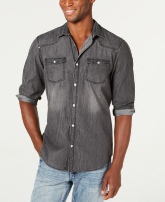 INC International Concepts INC Men's Faded Gray Denim Shirt