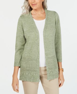 Karen Scott - Pointelle Marled Cardigan