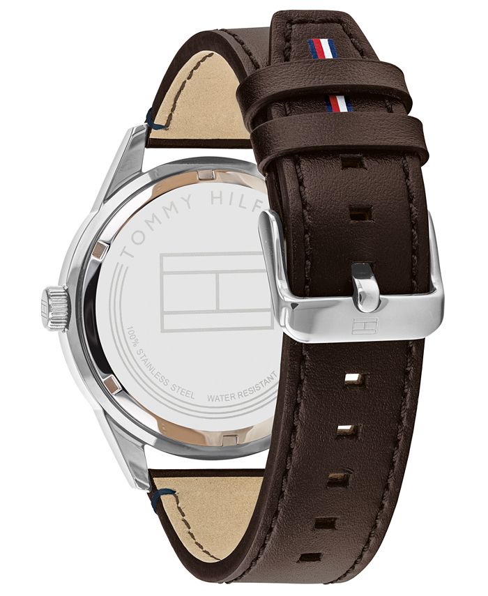 Tommy Hilfiger Men's Brown Leather Strap Watch 44mm Macy's