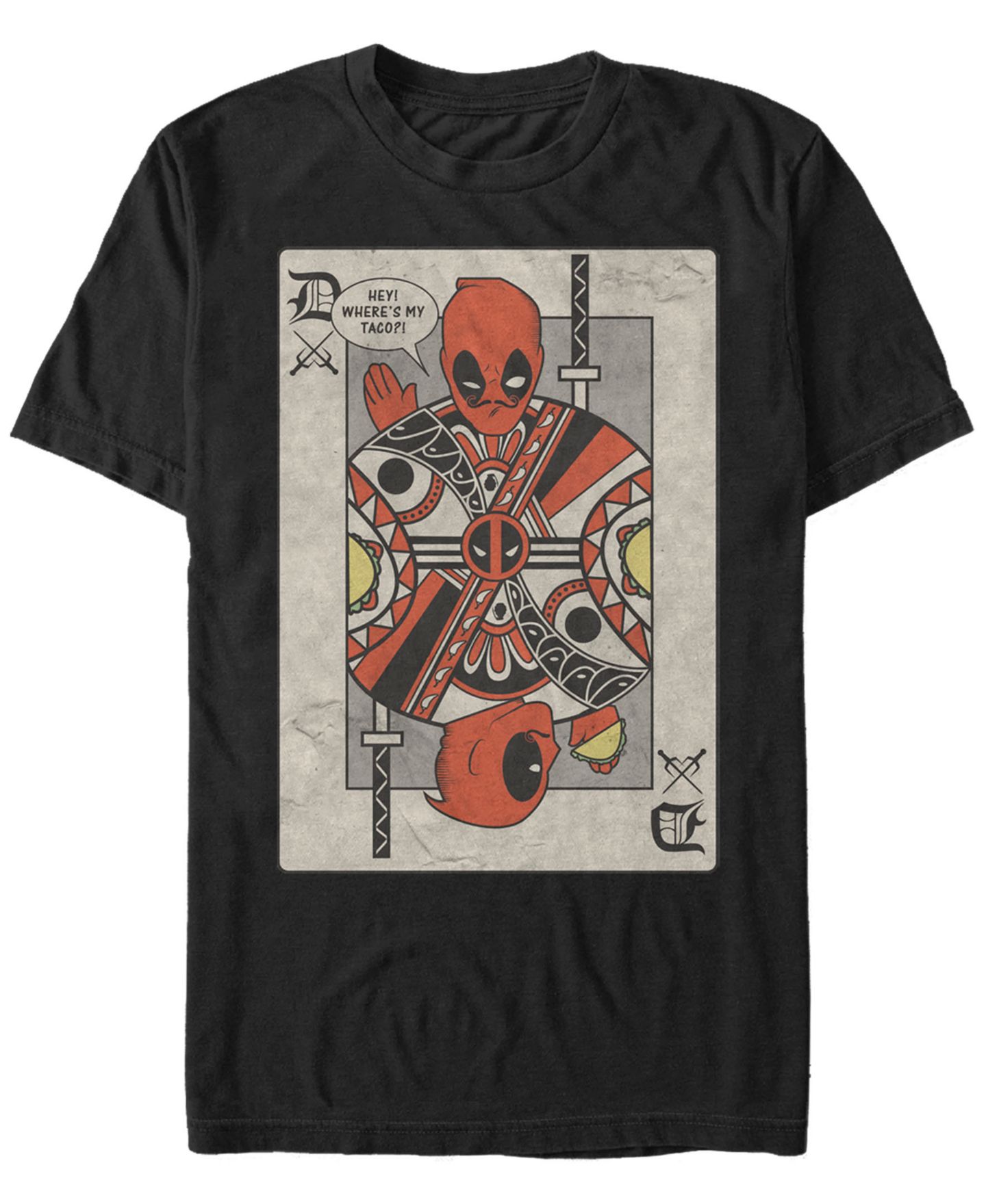 Мужская футболка Fifth Sun Marvel Comic Collection Deadpool Playing Card Tacos Short Sleeve, цвет: Чёрный — фото 1