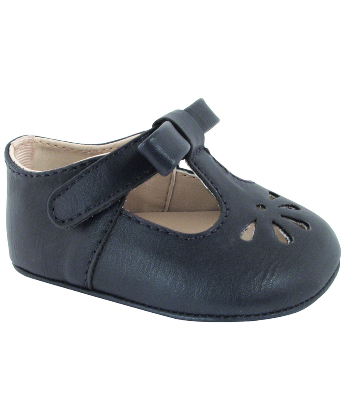 Baby Deer Baby Girl Soft Leather-Like T-Strap with Bow and Perforation