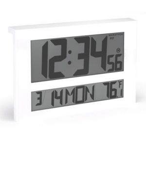 Marathon Jumbo Atomic Wall Clock With 6 Time Zones, Indoor Temperature Date In White