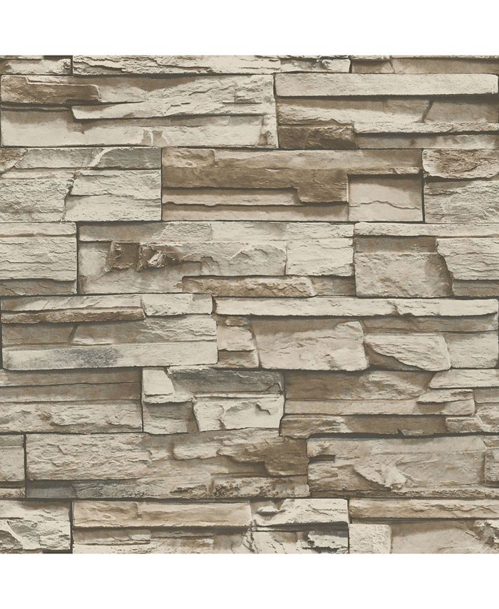 York Wallcoverings Brown Stacked Stone Peel And Stick Wallpaper