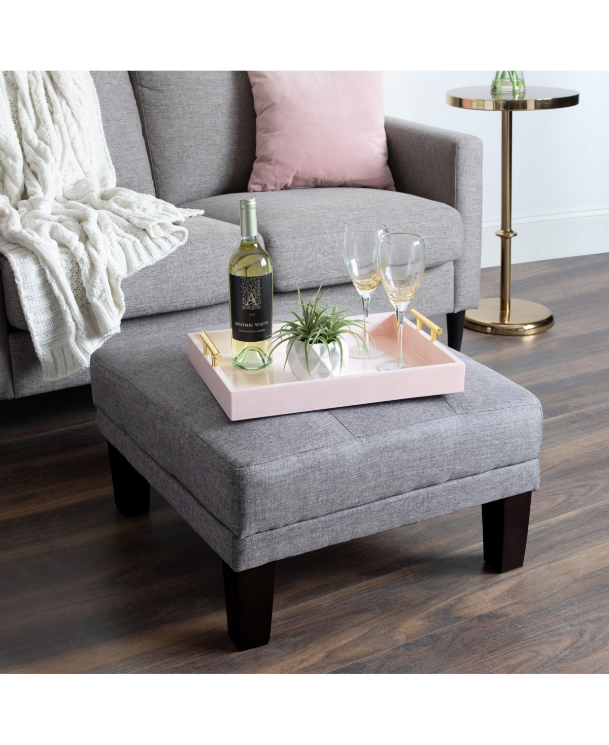 Kate and Laurel Lipton Decorative Wood Tray with Metal Handles - 16.5