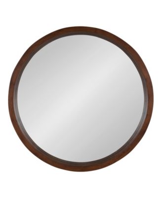 Hutton Round Wood Wall Mirror - 22" D
