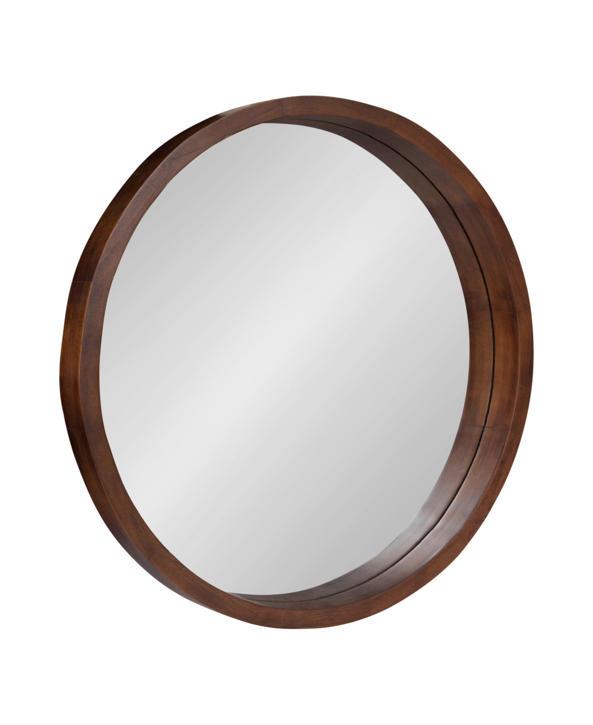 Hutton Round Wood Wall Mirror - 22" D - Brown