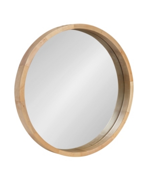 Kate And Laurel Hutton Round Wood Wall Mirror - 22" D In Light Brown