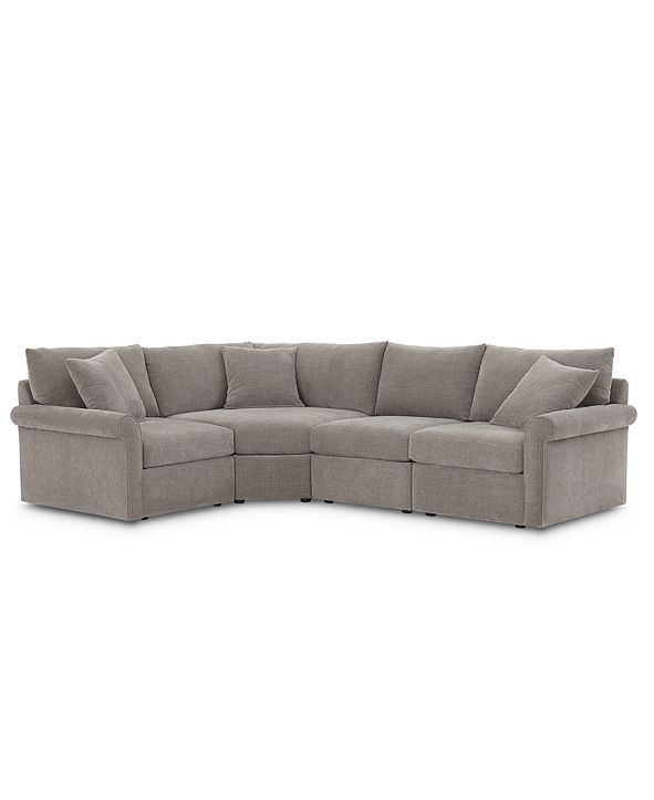 Furniture Wedport 4Pc. Fabric "L" Shape Sectional Sofa with Wedge