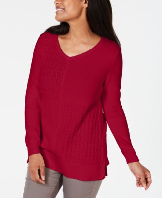 Karen Scott - Cotton Mixed-Stitch Sweater