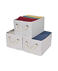11L Foldable Fabric Storage Bin with Cotton Rope Handles 2-Pack