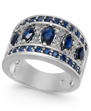 image of Sapphire (2-7/8 ct. t.w.) & Diamond (1/4 ct. t.w.) Statement Ring in 14k White Gold