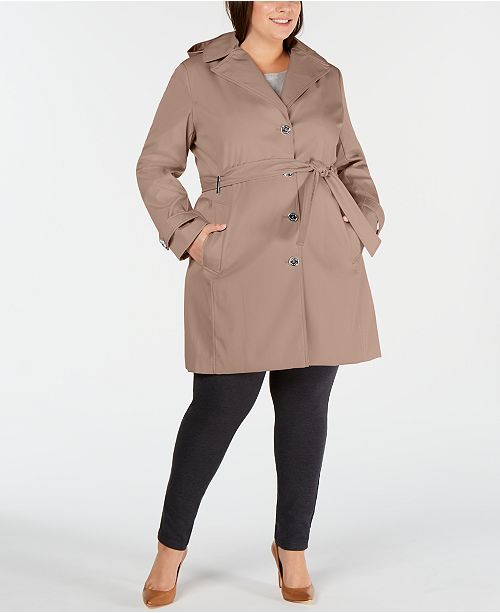 Calvin Klein Plus Size Waterproof Trench Coat, Created for Macys