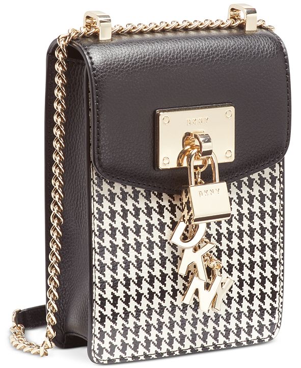 DKNY Elissa Houndtooth Leather Phone Crossbody, Created for Macy&#39;s & Reviews - Handbags ...