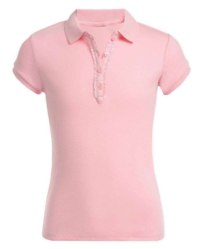 Dakomoda Girls Pink Ruffled Polo Shirt 100% Pima Cotton