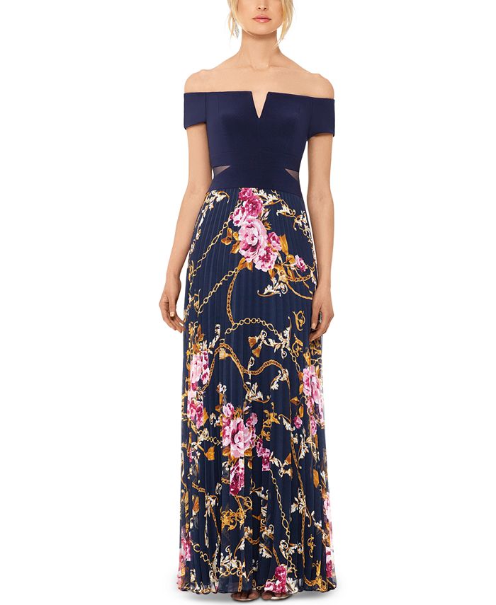 XSCAPE Off-The-Shoulder Floral-Skirt Gown & Reviews - Dresses - Women ...