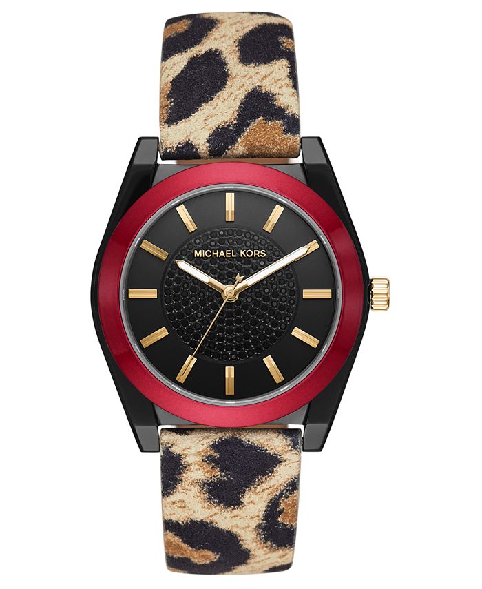 Michael Kors Women's Channing Animal Print Leather Strap Watch 40mm &  Reviews - Macy's