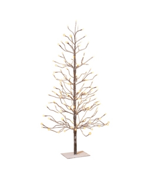 Sterling 4-foot, Electric, Brown Wrapped, Snowy Tree With Led Lighting, 8 Functions In Gray