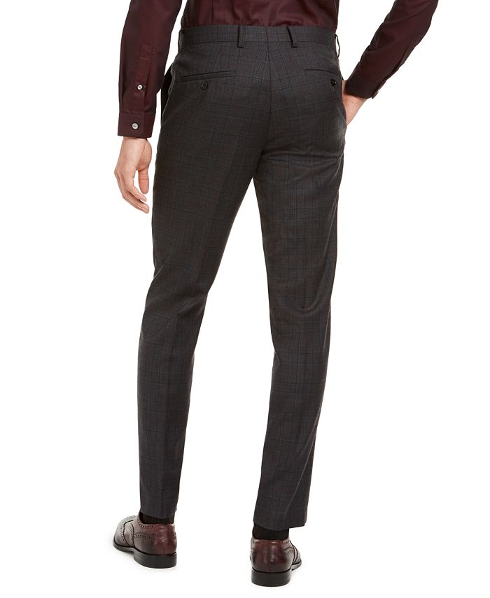 Bar III Men's SlimFit Gray Plaid Suit Separate Pants, Created for Macy