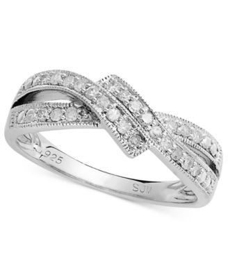 Macy's - Diamond Crossover Ring in Sterling Silver (1/4 ct. t.w.)