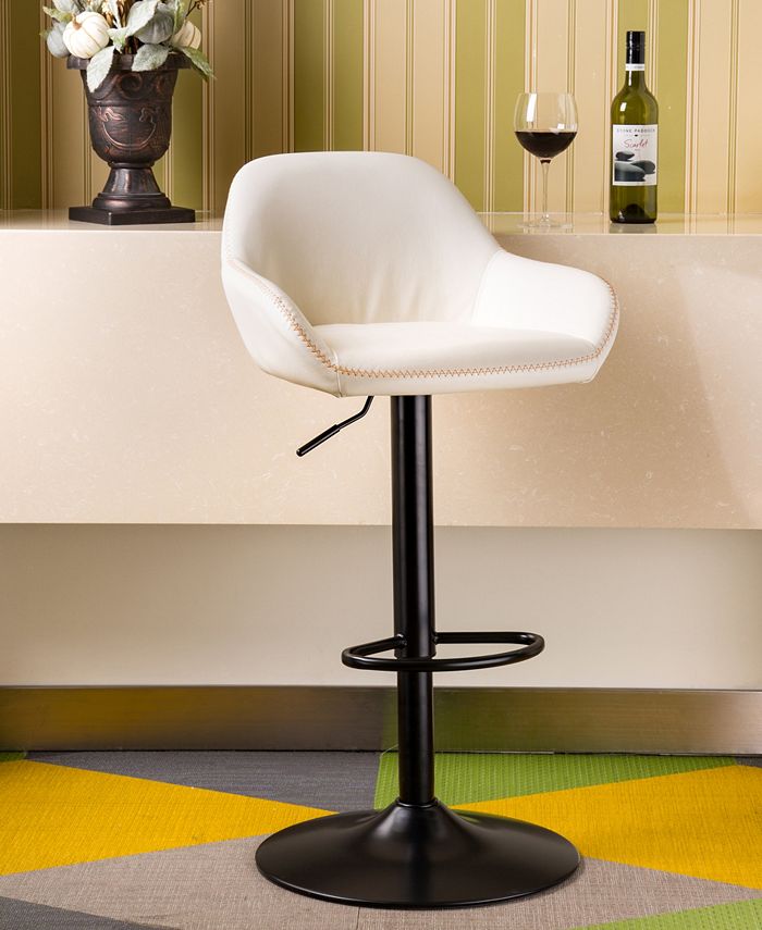 Glitzhome MidCentury Modern Leatherette Gaslift Adjustable Swivel Bar