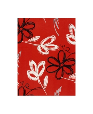 Trademark Global Pablo Esteban Black And White Flowers On Red Canvas Art In Multi
