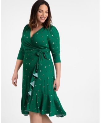 plus size green wrap dress