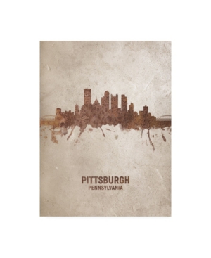 Trademark Global Michael Tompsett Pittsburgh Pennsylvania Rust Skyline Canvas Art In Multi