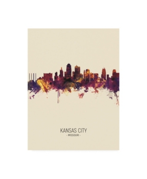 Trademark Global Michael Tompsett Kansas City Missouri Skyline Portrait Iii Canvas Art In Multi
