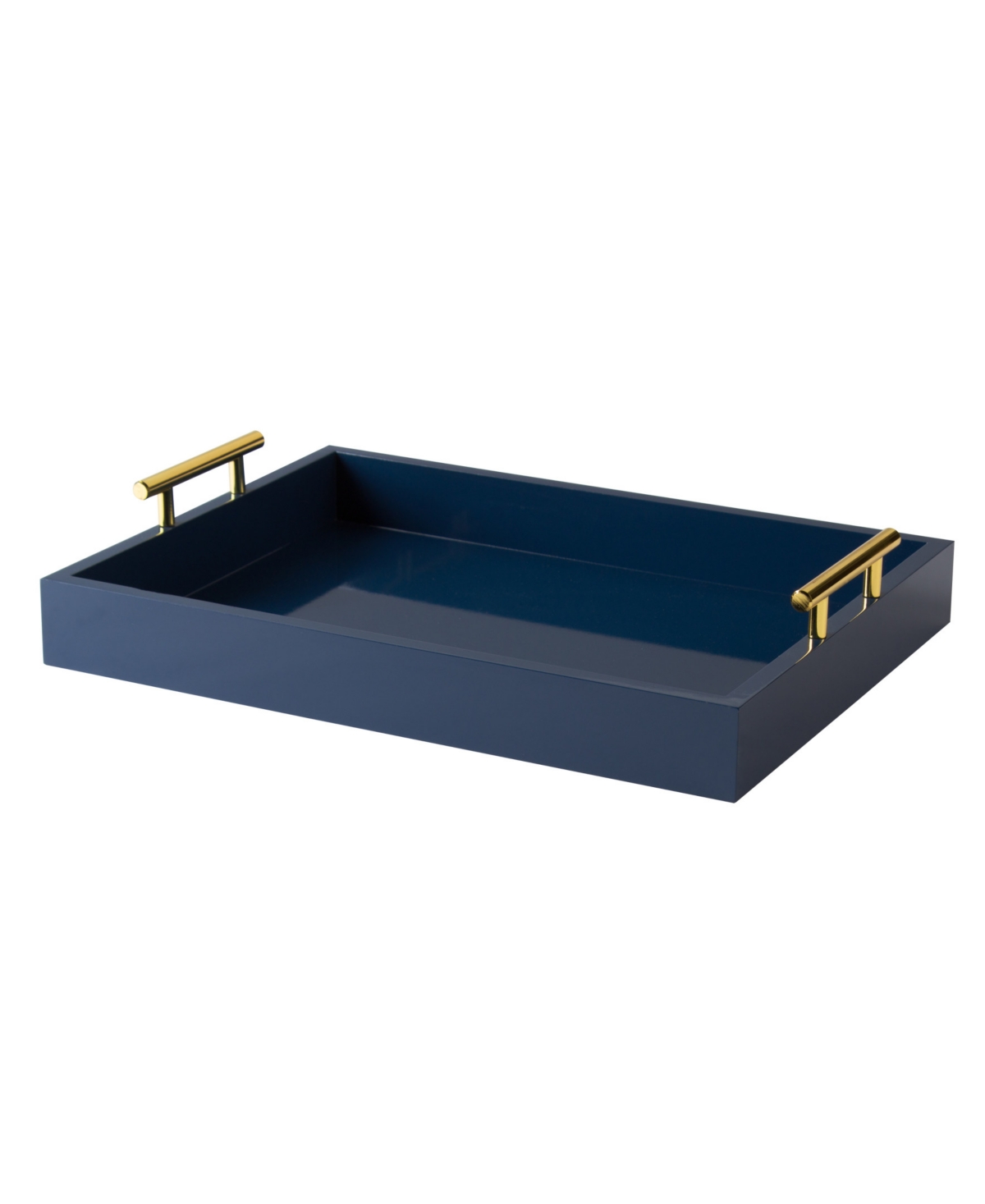 Kate And Laurel Lipton Decorative Wood Tray With Metal Handles In Blue