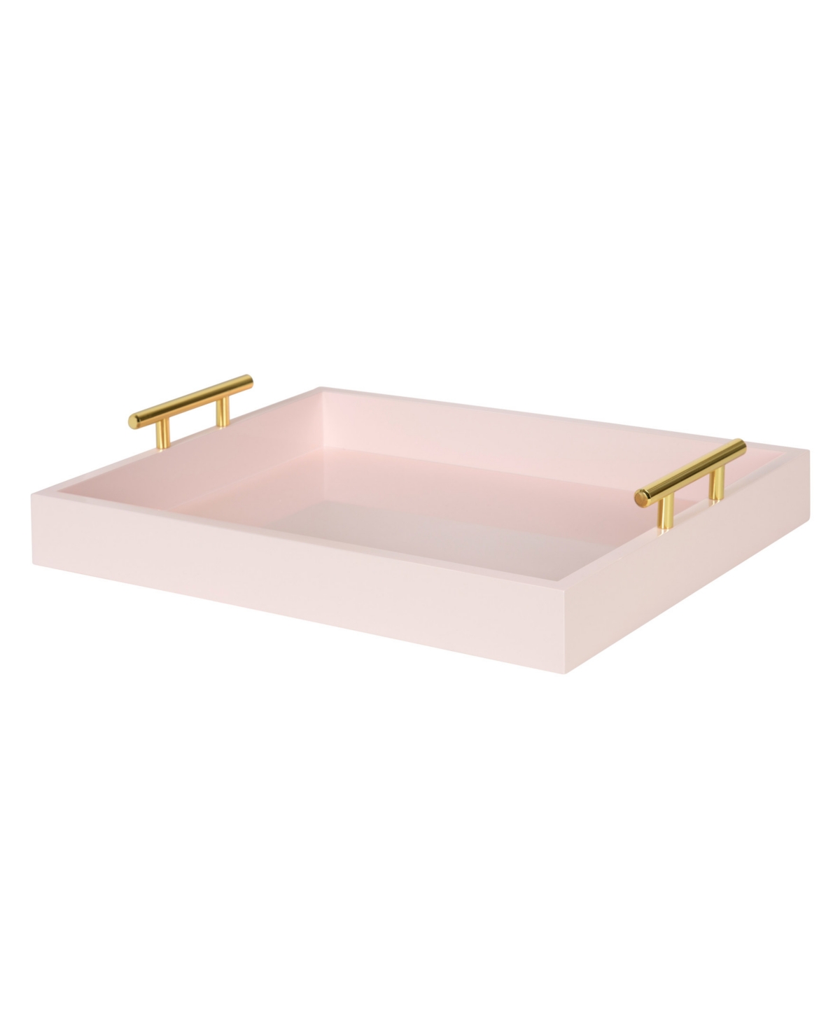 Kate And Laurel Lipton Decorative Wood Tray With Metal Handles In Open Pink