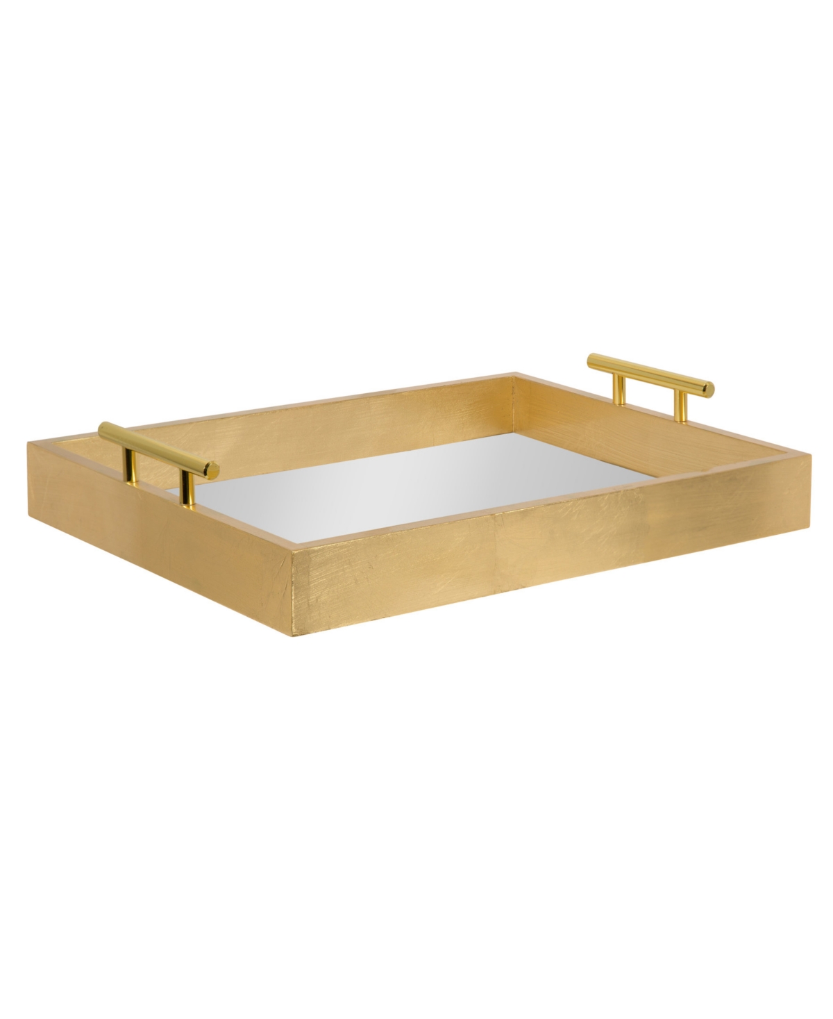 Kate And Laurel Lipton Decorative Wood Tray With Metal Handles In Gold
