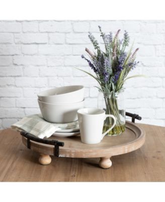 Bruillet Round Wooden Footed Tray - 15" x 3.75"
