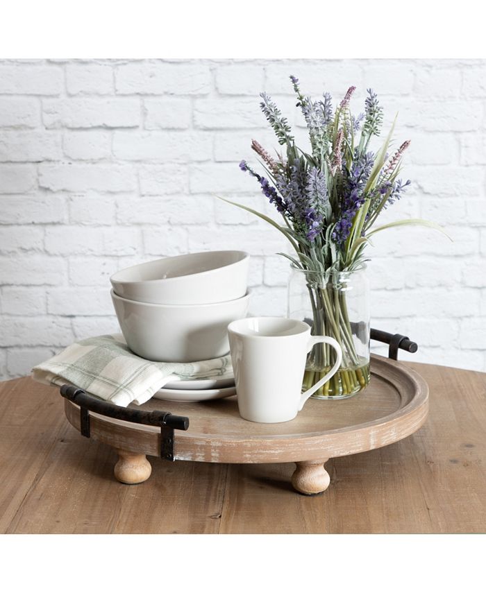 Kate and Laurel Bruillet Round Wooden Footed Tray - 15