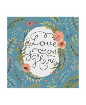 Janelle Penner Retro Garden Ii - Love Grows Here Blue Canvas Art - 155