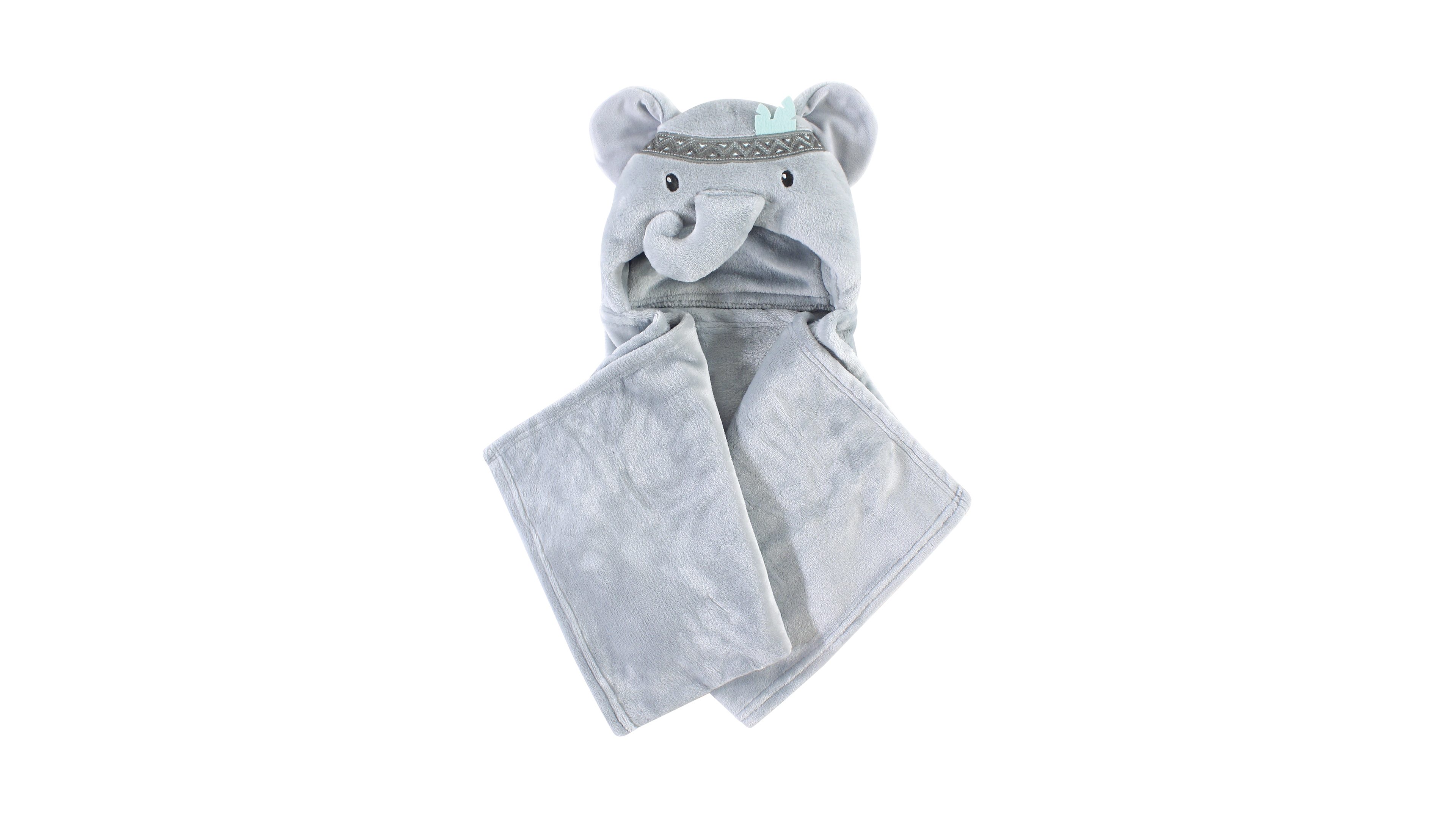 Little Treasure Hooded Plush Blanket, Tribal Elephant