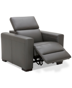 FURNITURE NEVIO 39" LEATHER POWER RECLINER WITH RACHET HEADREST