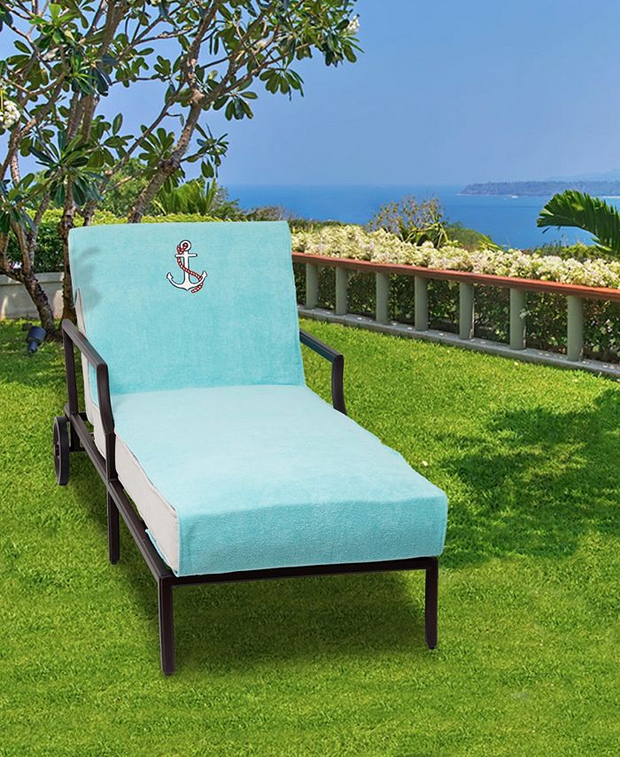 Linum Home - Standard Size Chaise Lounge Cover Embroidered with Anchor